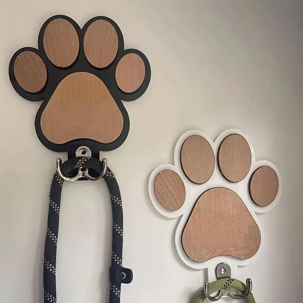 Fashionable Wooden Paw Print Wall Hooks, Polished, Handcrafted Towel and Clothing Hangers Oasis Select