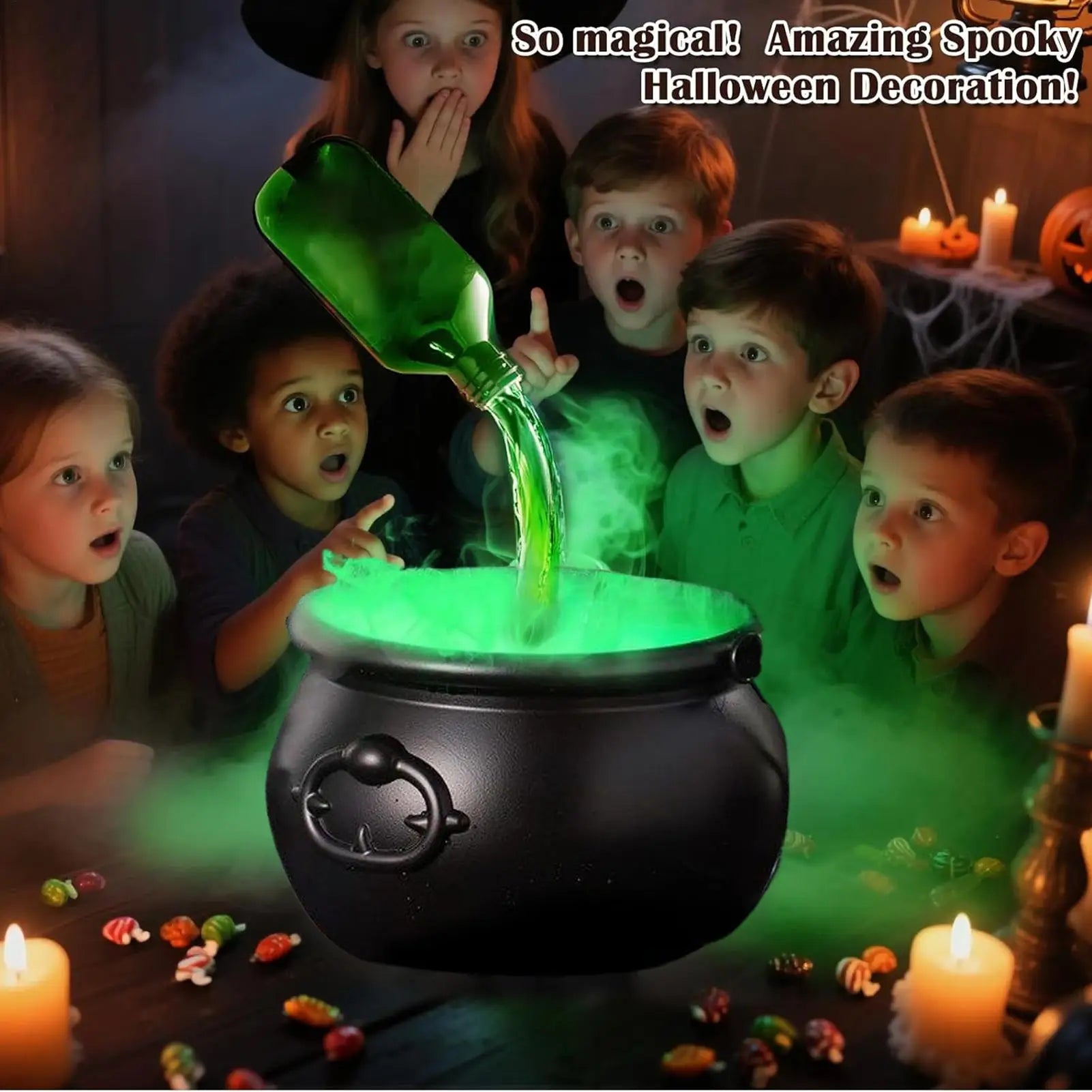 Cauldron Bowl Halloween Party Decorations Outdoor Lighted Holiday Displays for Indoor Summer Dining Kitchen Home Room Classroom Oasis Select