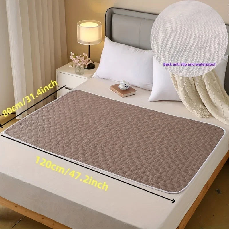 Leak-Proof Washable Incontinence Pad - Counter-slip Non-Woven Fabric Bed Mat for Seniors, Pets, Menstruation & Home Use Oasis Select brown-80x120cm