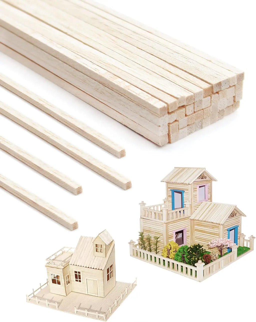 Square Wood Sticks – Unfinished Hardwood Dowels for DIY Crafts