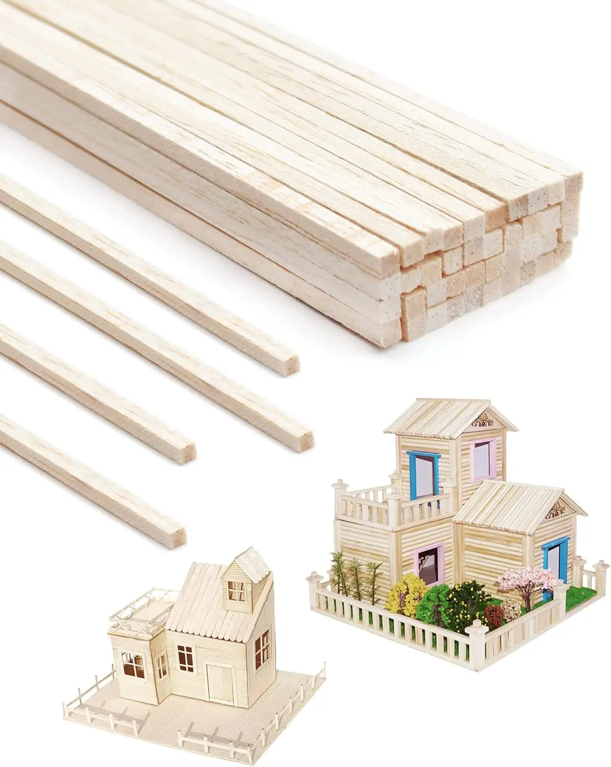 Square Wood Sticks – Unfinished Hardwood Dowels for DIY Crafts