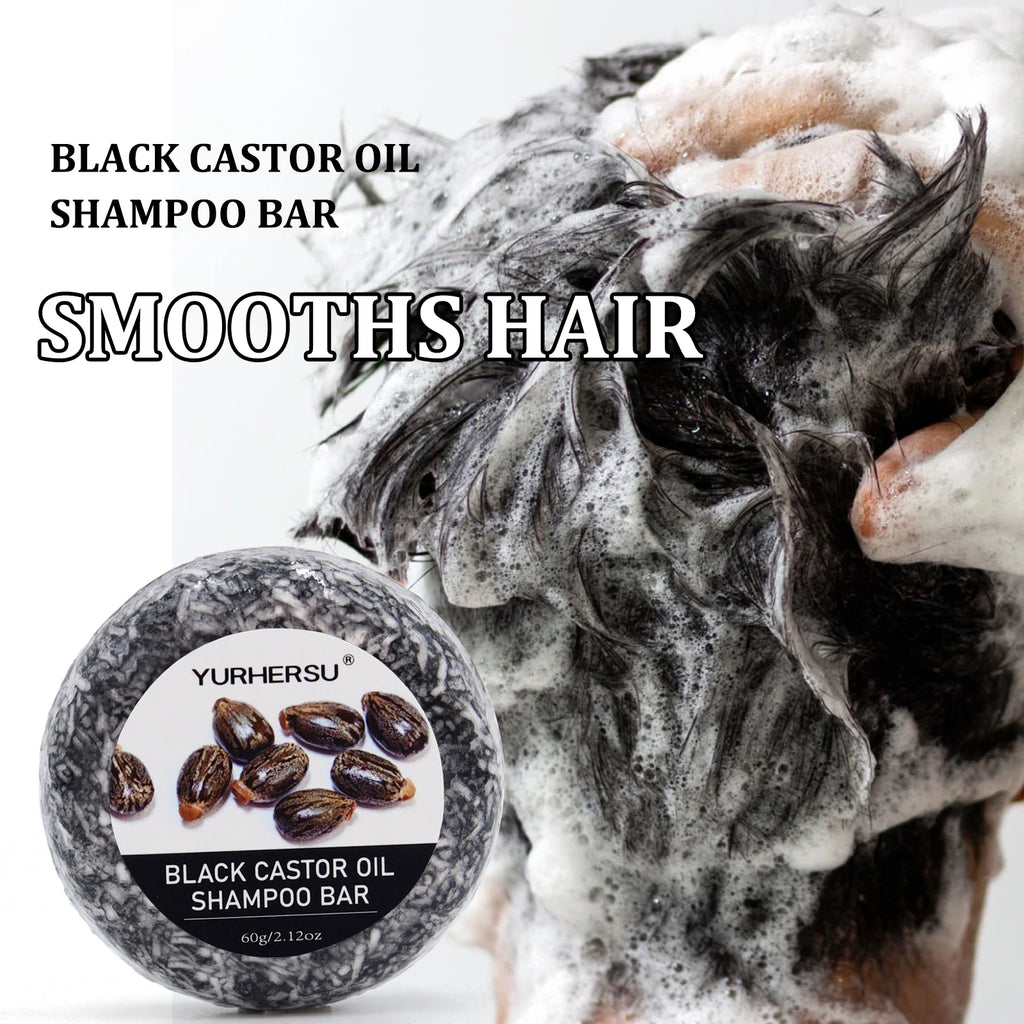 60g Black Castor Shampoo Bar 2-in-1 Shampoo and Conditioner, made with castor extract, nourishes and cares for all hair types. Oasis Select