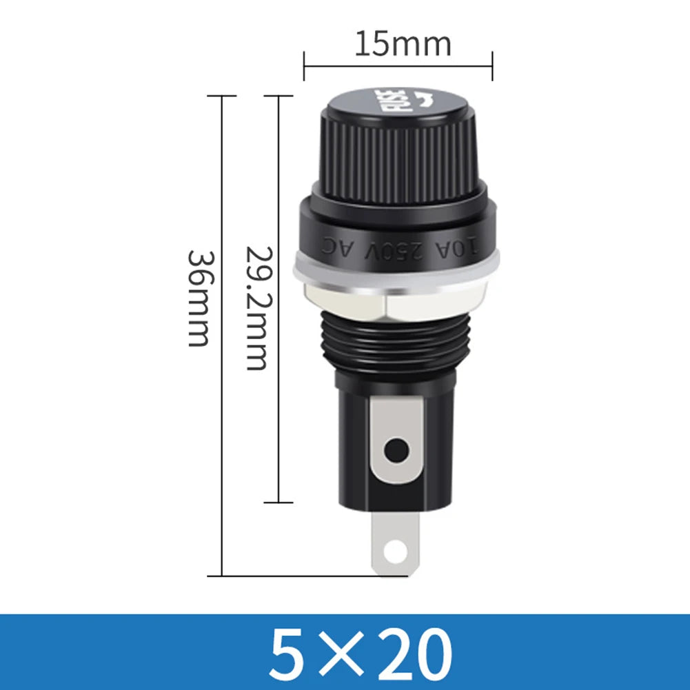 10pcs Fuse Holders 5x20mm Insurance Tube Socket Fuse Holder Glass Fuses 10A 250V For Insurance Panel Mount Oasis Select