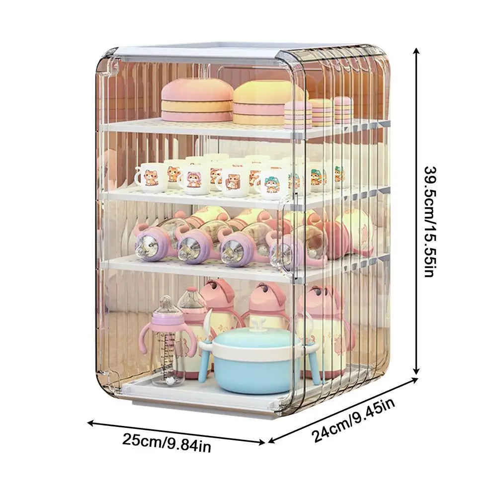 Baby Bottle Storage Organizer Toddler Cutlery Organizer Clear Dustproof Bottle Holder for Kitchen Bathroom Table Bedroom Fridge Oasis Select B