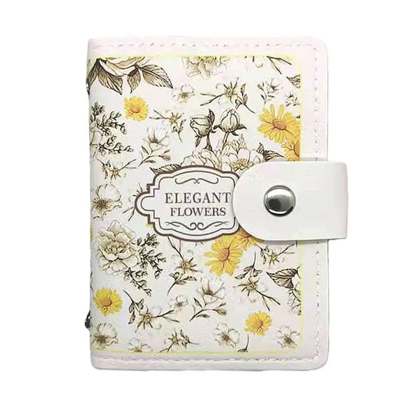 Retro Floral PU Leather Card Holder | Multi-Slot Snap Wallet Card Holder Wallet Oasis Select A2