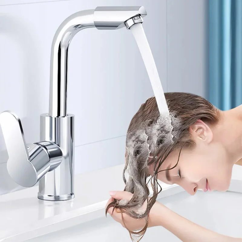 Cold Hot Mixer Tap Bathroom Chrome Plated Durable Faucet Polished Silver Swivel Basin Sink Tap Zinc Alloy Body Oasis Select