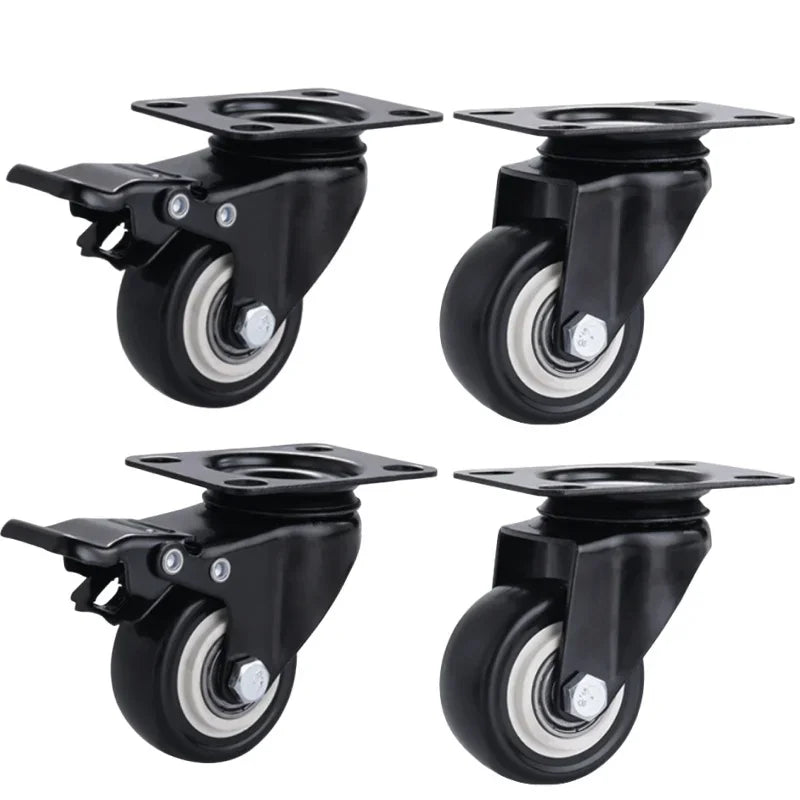 4pcs 1.5 Inches 2inch Heavy Duty 180kg Black Swivel Castor Wheels Trolley Furniture Caster Rubber Flat Brake Gold Drill Caster Oasis Select 2 swivel 2 brake 2 inch