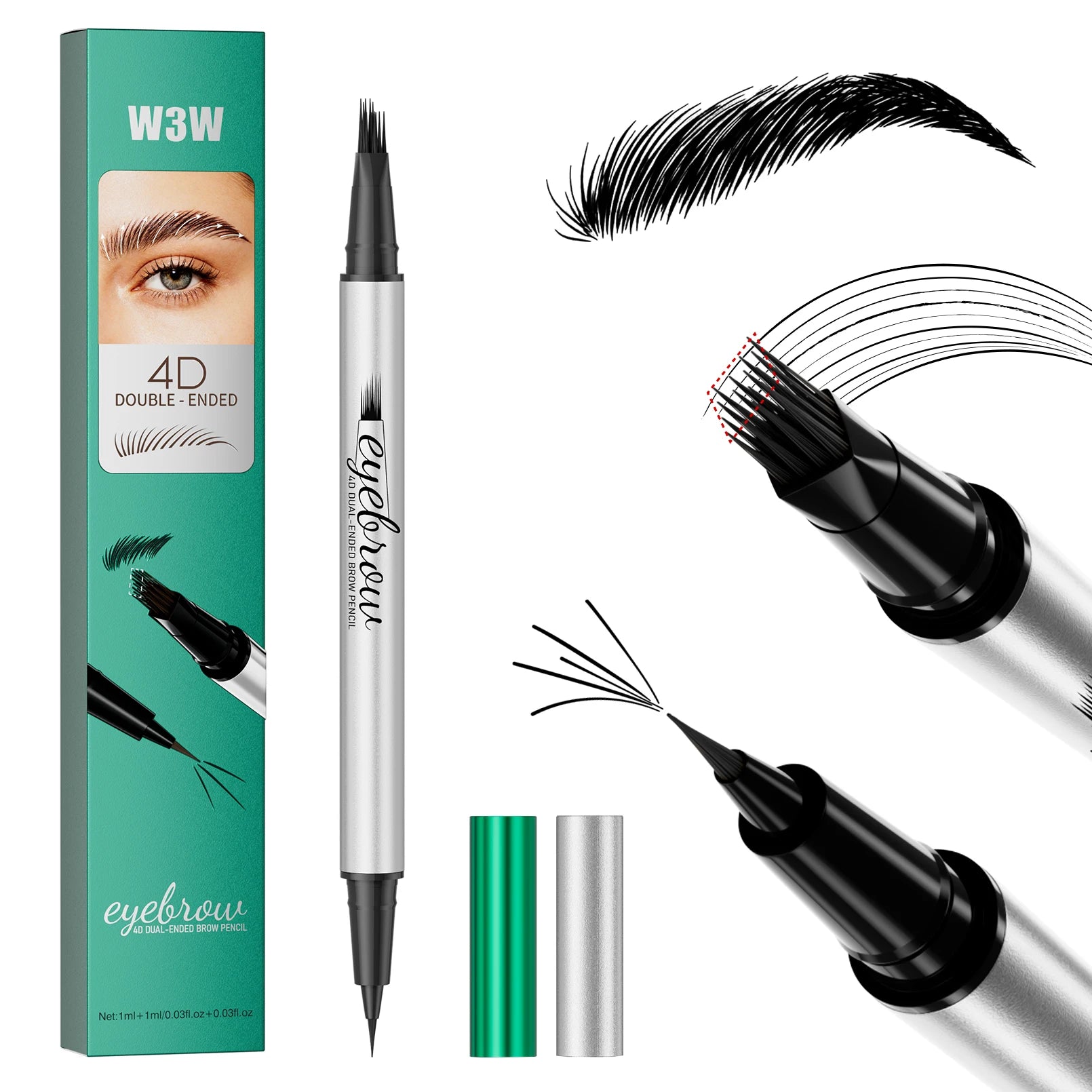 2-in-1 Waterproof Eyebrow Pencil & Eyeliner | 4D Microcarving