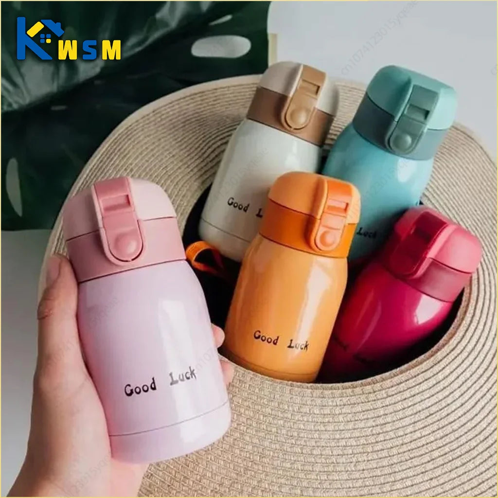 1/2PCS Goodluck Small Cute Mini Thermos Cup MINI Portable Creative Pot Belly Water Cup Pocket Cup with Hand Gift Oasis Select