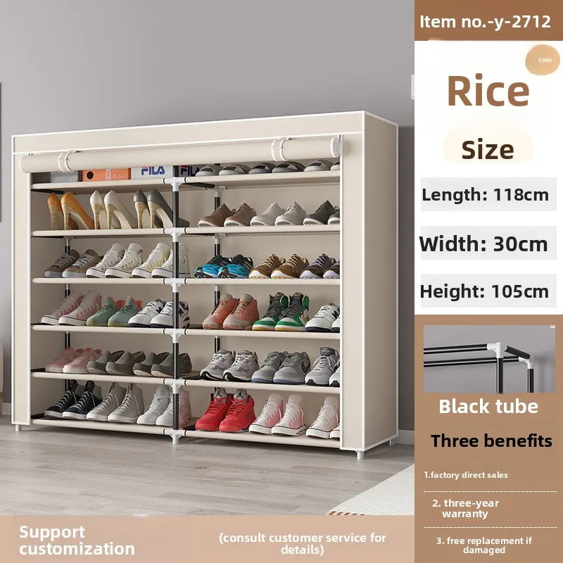 Multi-functional Foreign trade simple household shoe storage rack large space dustproof simple shoe rack Durable Oasis Select Beige 118-30-120