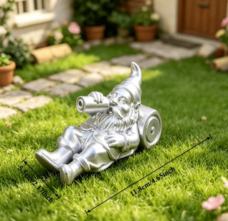 Lazy Drinking Garden Gnome Figurine Whimsical Statue Reclining Gnome with Bottle Ornament for Yard Patio Bonsai Home Decor Gifts Oasis Select Drinking silver 11.8x5.5cm