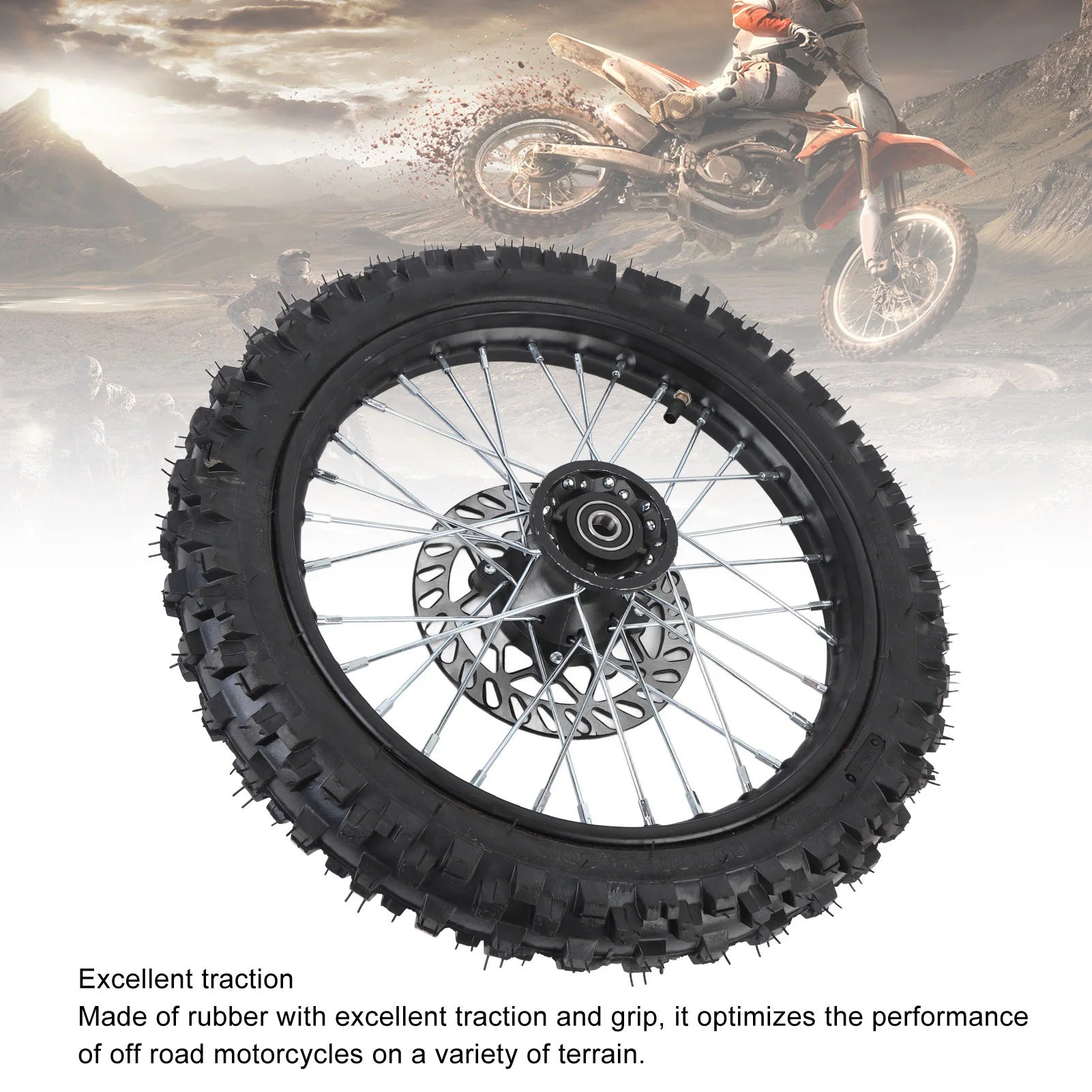 14 Inch Front Wheel Assembly Fit for 125 140 150 160cc Pit Dirt Bike with 15mm Rim Axle & Brake Rotor Oasis Select