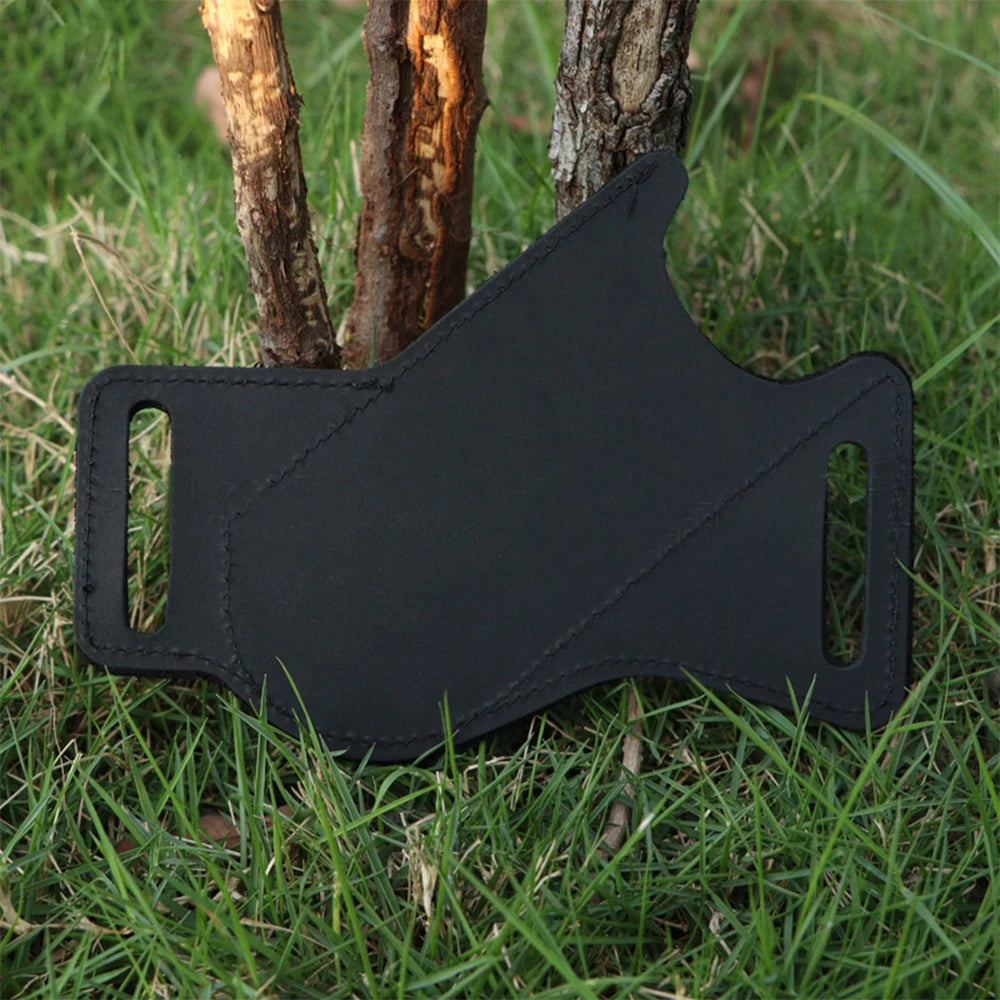 Outdoor Adventure Storage Sheath Leather Scratch-Resistant Folding Finger Knife Sheath Waist Clip Pocket Knife Camping Tool Set Oasis Select Leather - Black