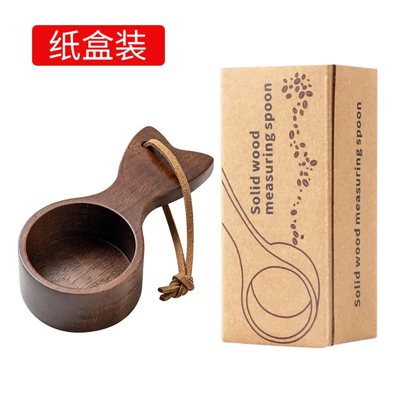 Walnut Wood Coffee Beans Solid Wood Measuring Spoon Coffee Powder Weighing Wooden Short Handled Coffee Spoon Oasis Select boxed