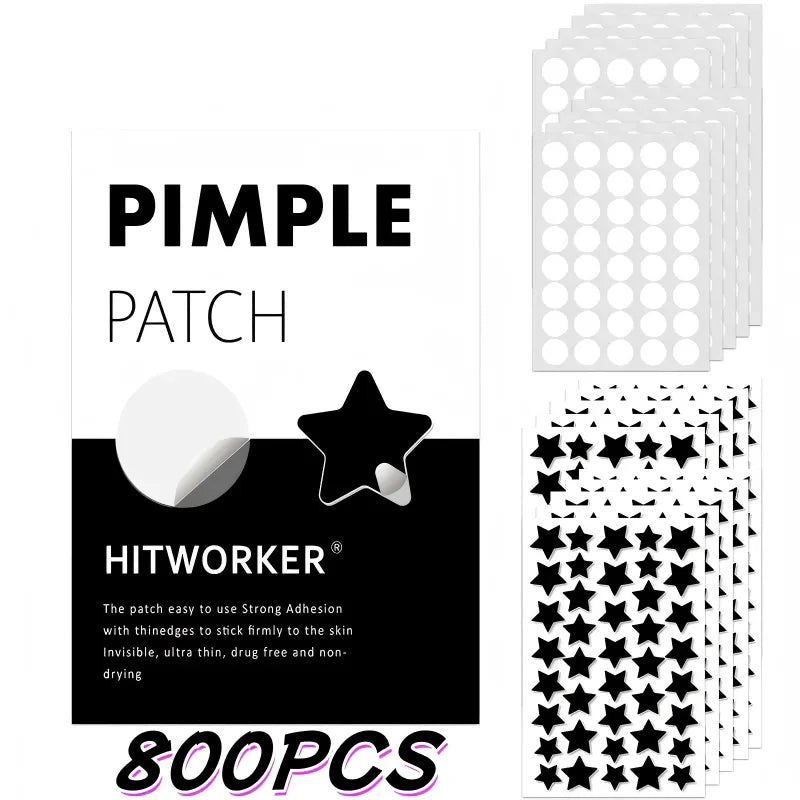400/800pcs Hydrogel Acne Patch, Black Star and Round Cover Acne Patch, a skin care gift for men and women on Valentine's Day Oasis Select 800pcs