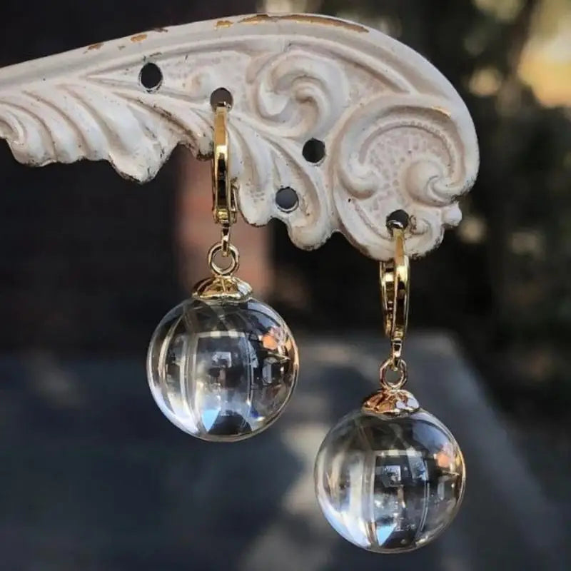 SXH 1PC Fashion Spherical Glass Dangle Earrings For Women Accessories Gift Hoop Earrings Party Jewelry Gift Oasis Select Default Title