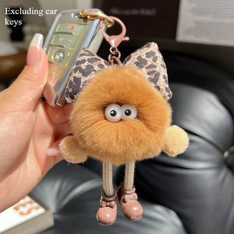 Cute Little Coal Ball Bag Pendant Backpack Exquisite Doll Hanging Decoration Cartoon Doll Car Keychain Oasis Select Coffee color-11cm