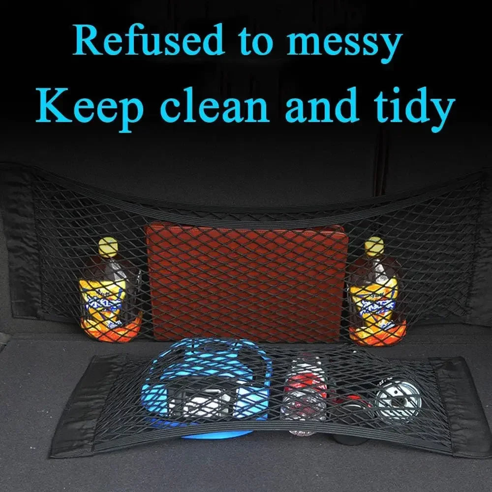 Car Storage Net Stretchable Mesh Pocket Net Magic Elastic Sticker Universal Rear Mesh Trunk Seat Bag Pocket Cage Auto Organizer Oasis Select