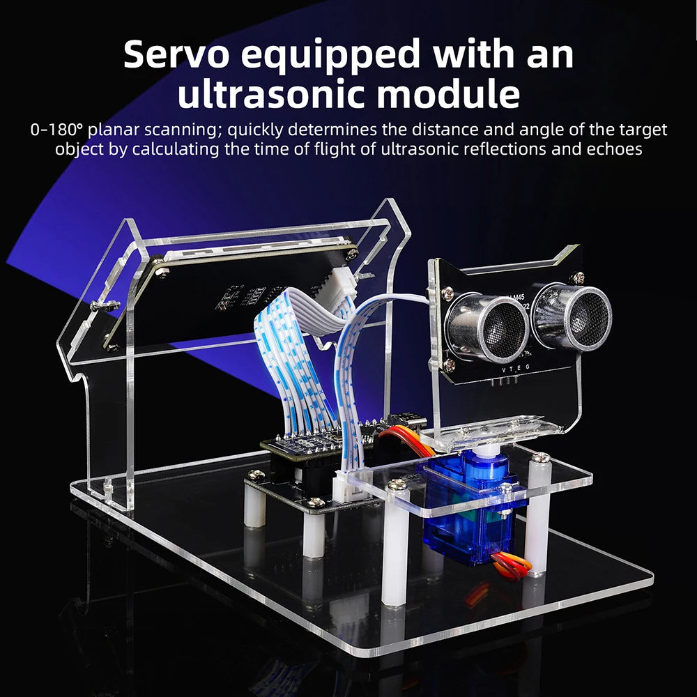 DC 5V Ultrasonic Radar Scanner Kit DIY with HXFB Graphical Programming for Arduino Coding Learning and Distance Detection Oasis Select