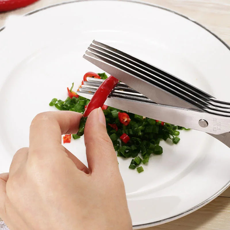 3/5 Layer Kitchen Scissors Multi Functional Stainless Steel for Pepper Scallion Laver Cutting Chopping Cooking ToolS Oasis Select