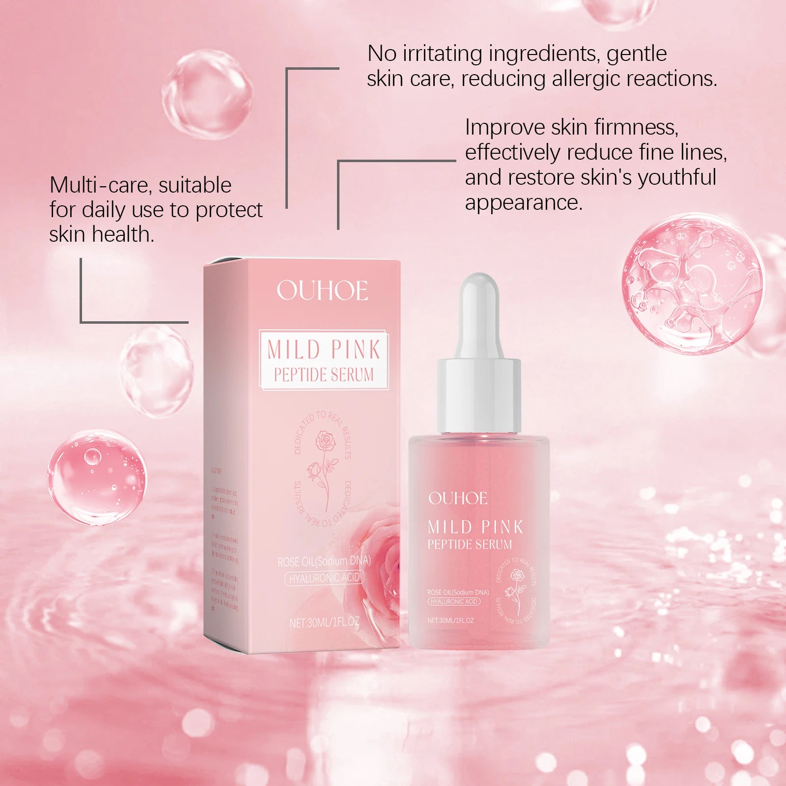 30ML Rose Face Care Serum Gentle Nourishing Increase Skin Elasticity Glowing Reduce Roughness Hydrating Repairing Facial Essence Oasis Select