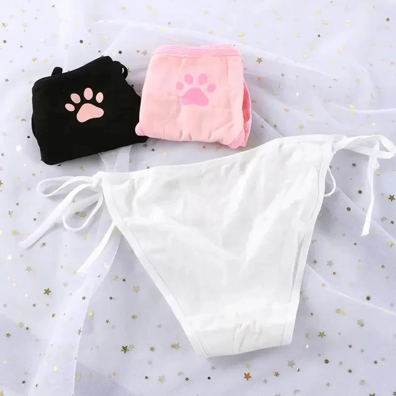 1-6PCS Sexy Bandage Lolita Panties Low Waist Lingerie Cute Claw Women's Briefs Low Waist Animation Underwear Oasis Select