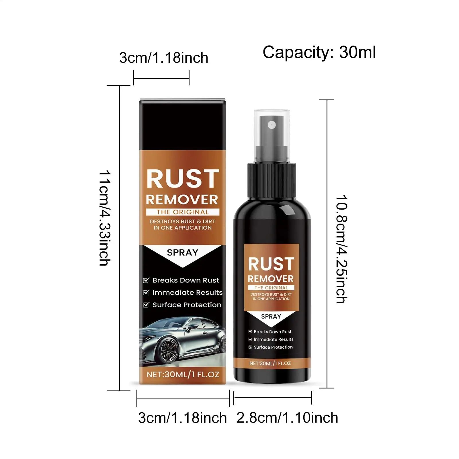 Rust Remover for Metal Automotive Rust Remover Effective Concentrated 1 Fl.oz Fast-Acting Long-Lasting Cleaner for Workshop Oasis Select