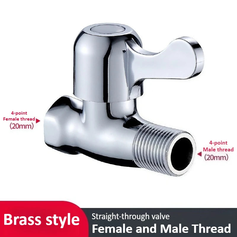 Straight Through Valve Copper Water Pipe Switch Tap with 4-point Female and Male Threads Water Faucet Toilet Stop Oasis Select Female and Male Straight valve Copper