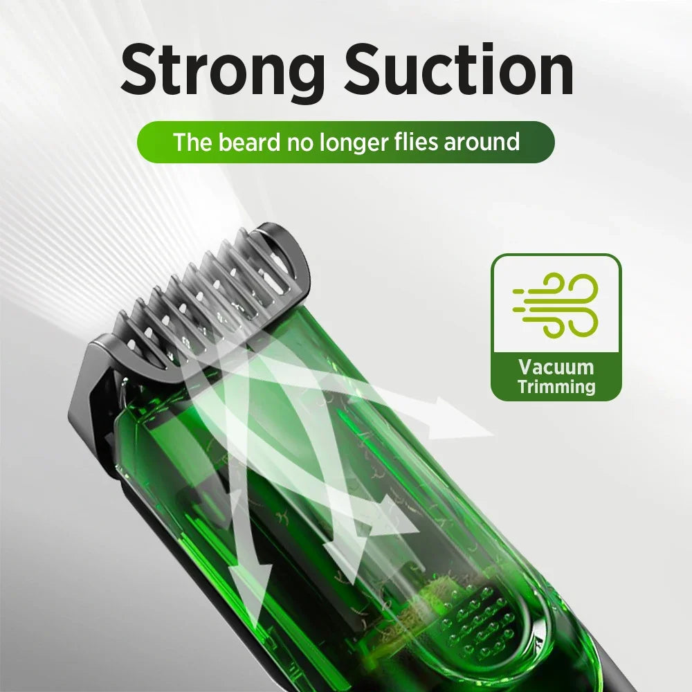 AFDEAL Vacuum Beard Trimmer – LCD, IPX6, 20 Lengths, USB-C