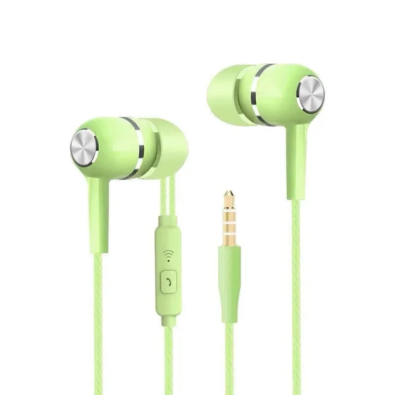 Wired Stereo Headset with Mic volume control Music Earphones Headphones Sport Earbuds with Bass Phone Earphones 3.5mm Oasis Select Green 1pc 1.2m