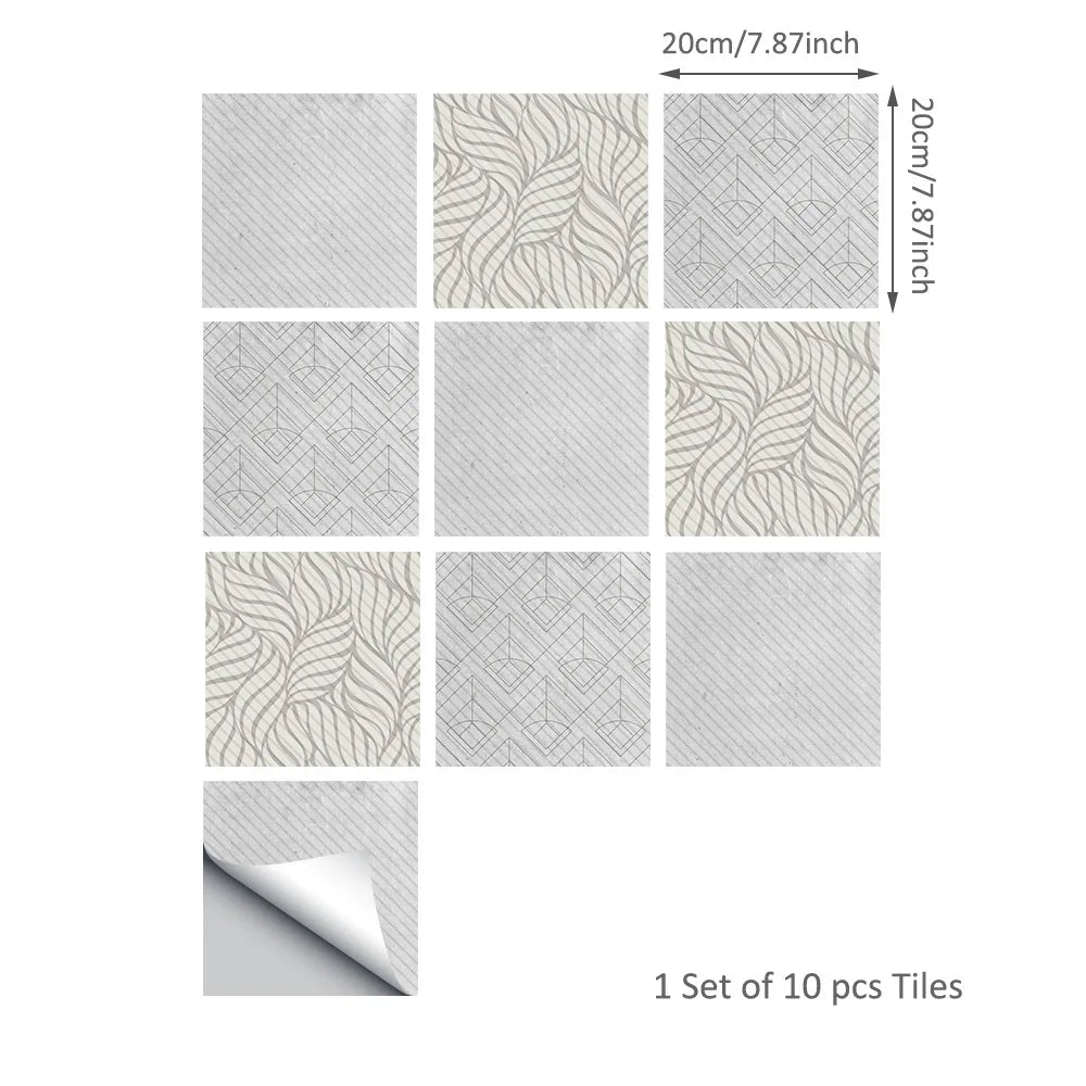 20*20cm Nordic Style Floor Tile Stickers Waterproof Anti-slip Wall Decals Home Decor for Bathroom Kitchen Oasis Select DB167 20 20CM 10PCS