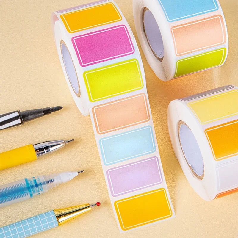 500-Piece Roll Waterproof Color-Coded Index Tabs - Vibrant Durable Sticky Labels for Organizing, Personalized Name Tags Oasis Select