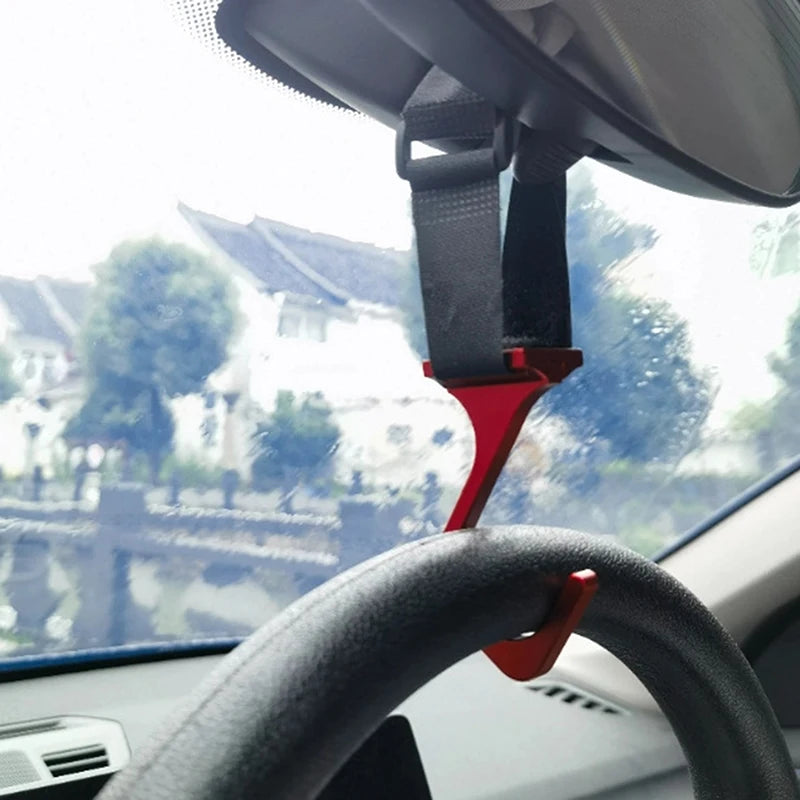 Aluminum Steering Wheel Hook With Adjustable Nylon Strap, Car Mounted Modification Oasis Select