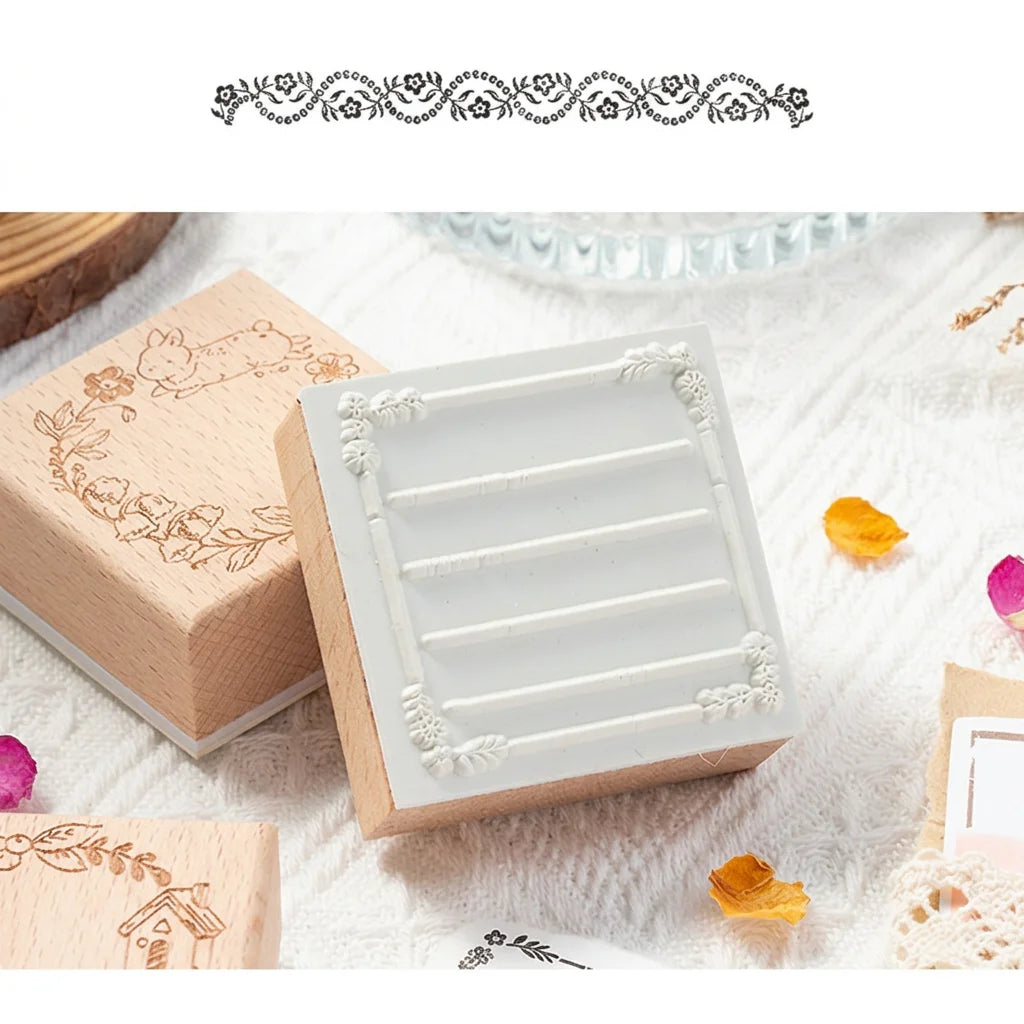 Retro Little Forest Wooden Rubber Stamp Decorative Stamps for Journal Scrapbooking DIY Handcrafts 6 Patterns Available Oasis Select