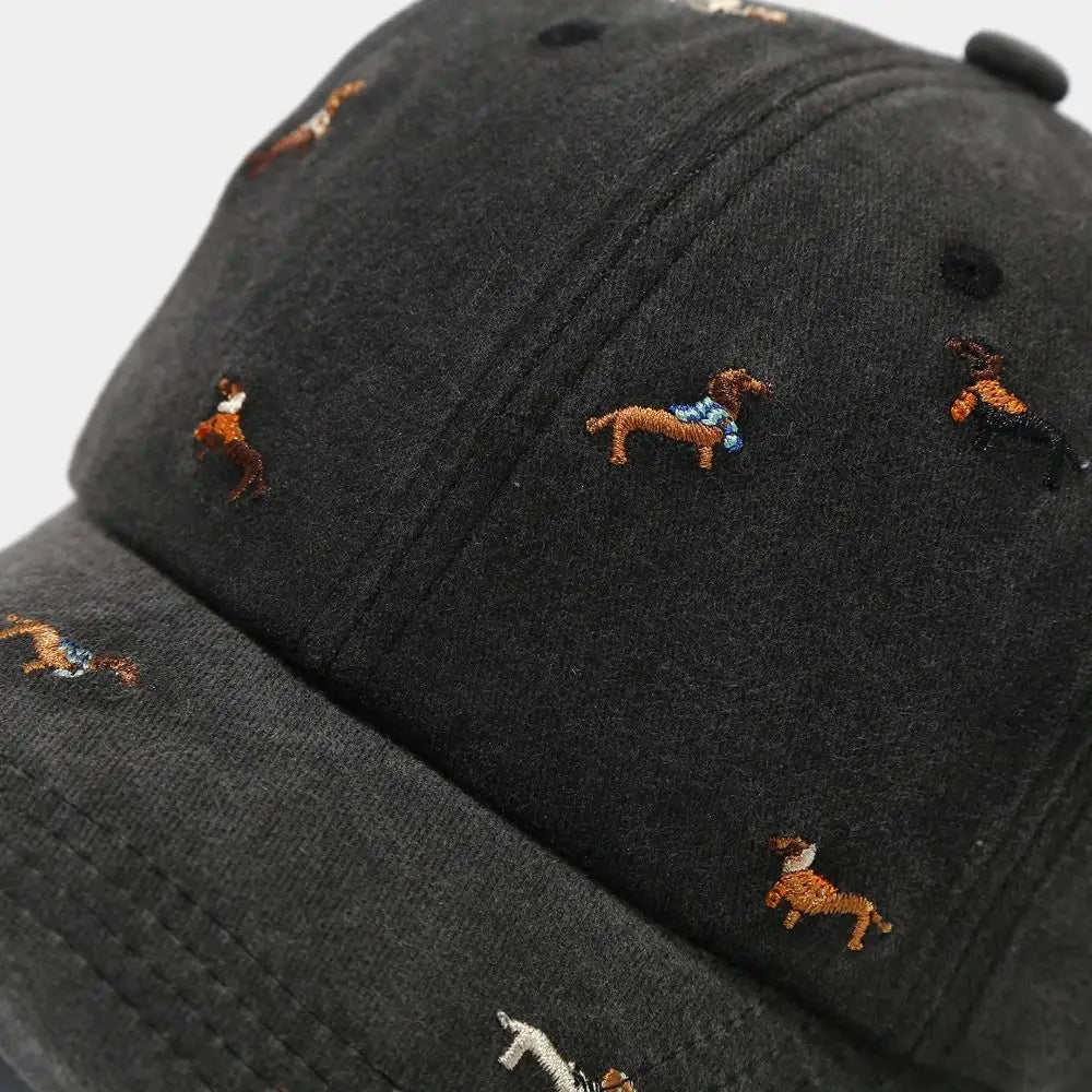 Fashion Embroidery Puppy Baseball Cap UV Protection Versatile Sun Hat Breathable Bonnet for Spring Summer Oasis Select