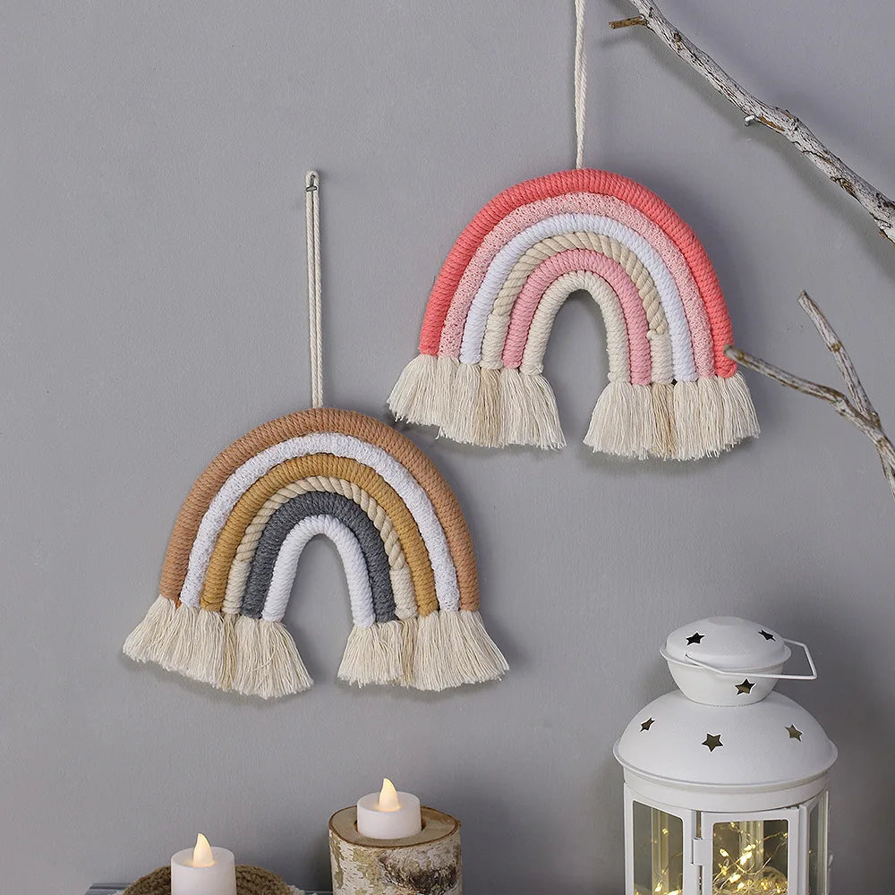 Rainbow Pendant Children's Room Decoration Woven Fringe Decoration Woven Tapestry Rainbow Room Pendant Room Decor Oasis Select