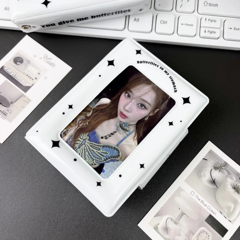 Pink Love Bow Card Album PVC 3 Inch Mini Idol Card Collect Book Collectible Card Album with 16 Internal Pages Photocard Binder Oasis Select