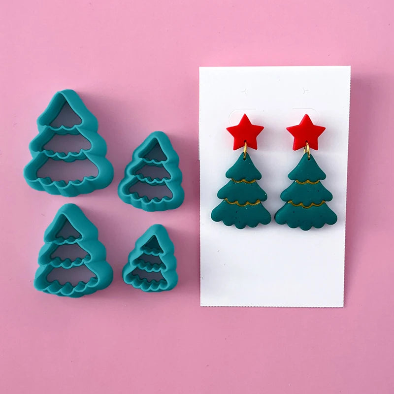 Christmas Tree & Wreath Polymer Clay Cutters – 4pc DIY Set