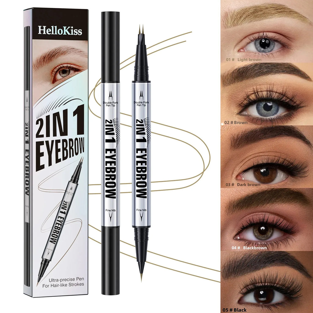 Hello Kiss 2-in-1 Waterproof Eyebrow Pencil – Double-Ended Brow