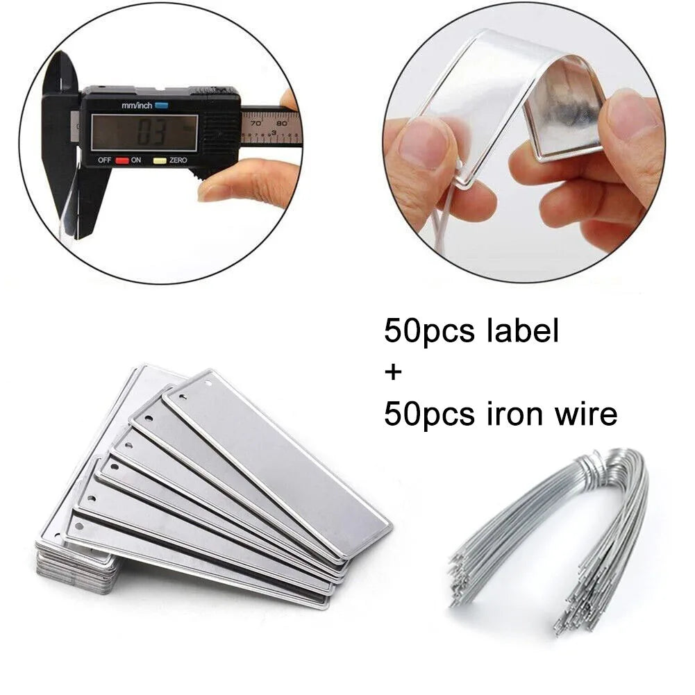 50pcs Aluminum Plant Labels Double Sided Metal Labels Tree ID Tag Waterproof Iron Wire Nursery Garden Labels Bonsai Sign Tag Oasis Select