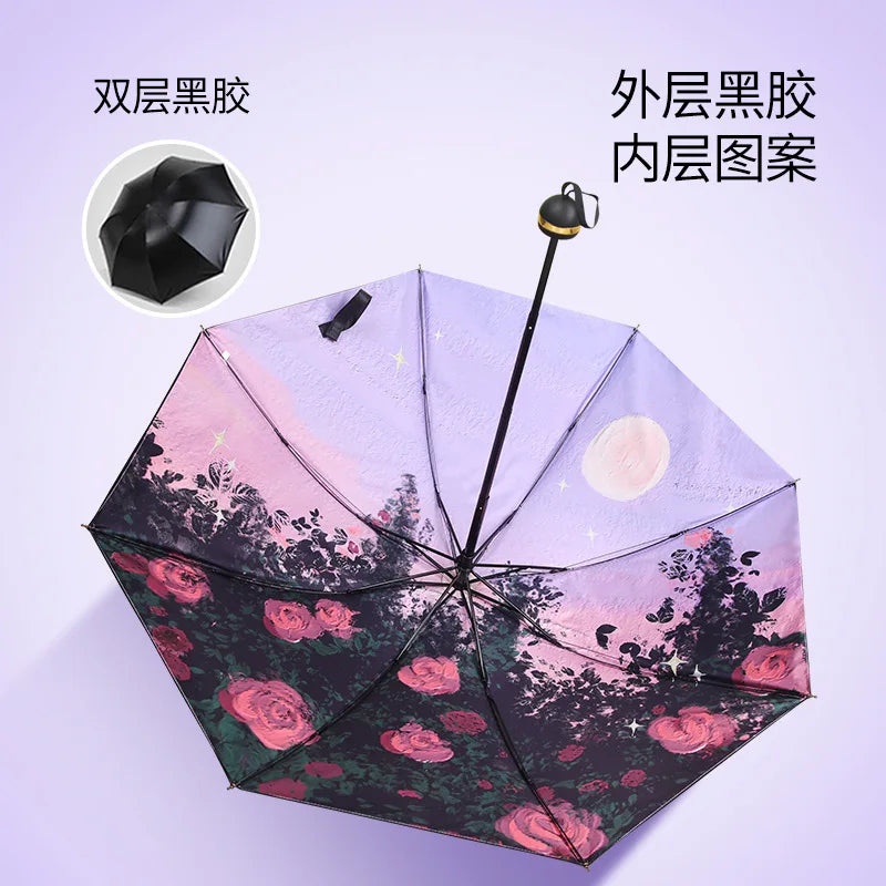 Sun Umbrella UV Protection Sunblock Double Sunshade Umbrella Both Rain and Shine Vinyl Umbrella Oasis Select 7