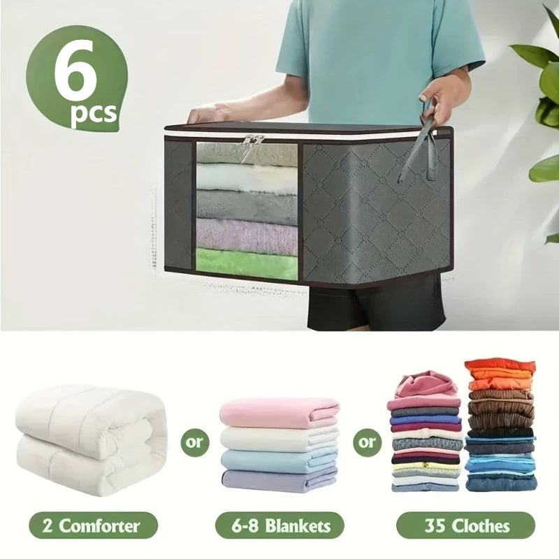 6pcs Oversized Storage Bag with Zipper and Lid - Foldable and Durable Clothing Organizing Bag Suitable for Bedding Oasis Select