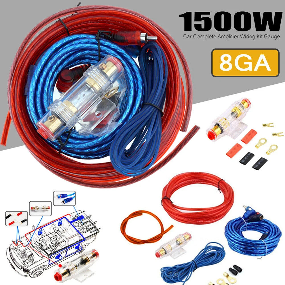 1500W Car Amplifier Wiring Kit – 8GA RCA Cable & 60A Fuse Amplifier Wiring Kit Oasis Select