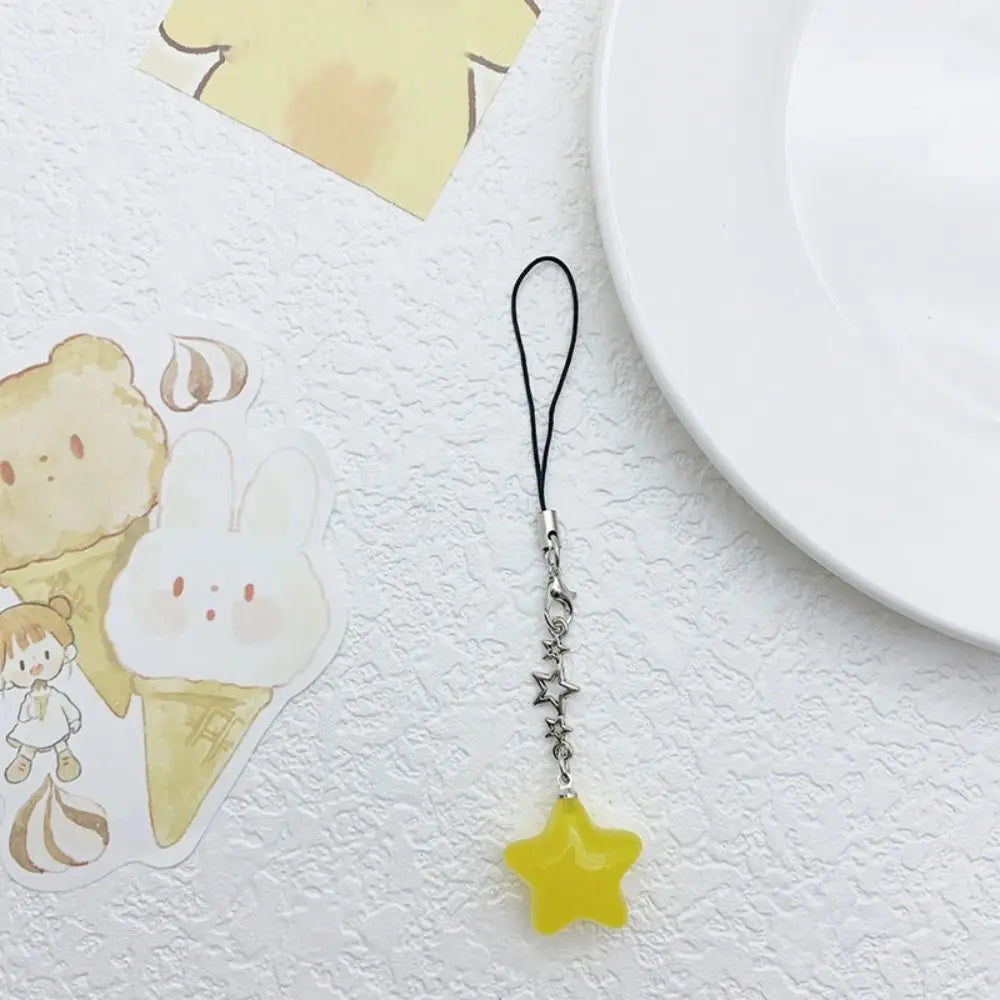 Star Star Phone Strap Keychain Pendant Phone Hanging Rope Universal Candy Color Mobile Phone Chain Telephone Jewelry Oasis Select yellow-long