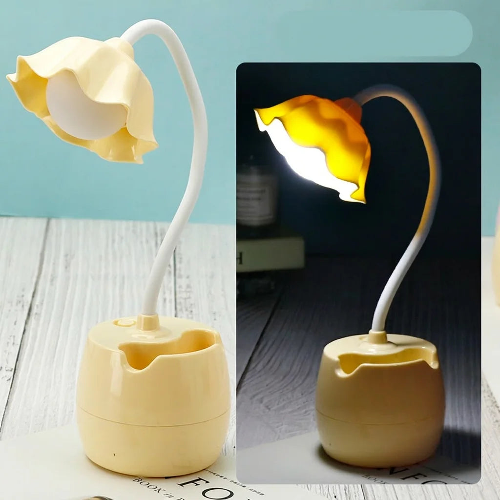 Pen Holder Lamp Multi-Functional Usb Reading Light Eye-Friendly Study Lamp Flexible Led Desk Lamp For Office Stations Bedroom Oasis Select Yellow