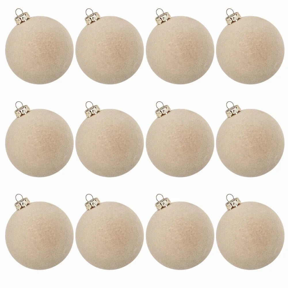12Pcs Velvet Christmas Ball Ornaments 6cm Christmas Balls Xmas Tree Decorations For Home Decor Xmas Party Navidad 2025 Oasis Select Pure rice yellow China Mainland
