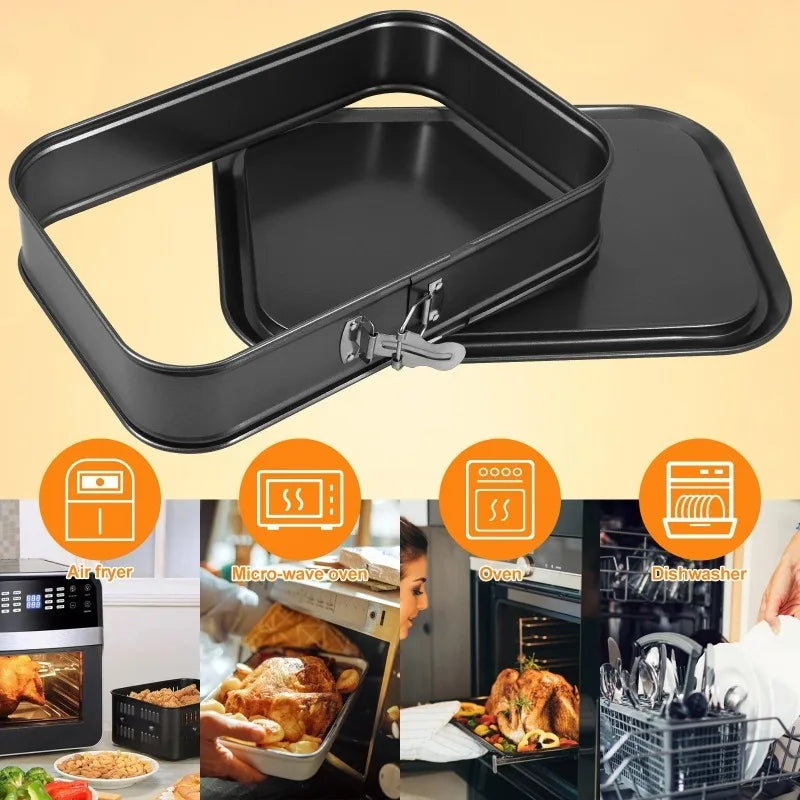 Leak-Proof Rectangular Cake Pan 11.03in, Non-Stick, Removable Bottom for Cheesecakes & Desserts, Oven & Dishwasher Safe Oasis Select