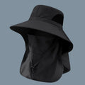Summer Sun Hats UV Protection Outdoor Hunting Fishing Cap For Men Women Hiking Camping Visor Bucket Hat Neck Flap Fisherman Hat Oasis Select black