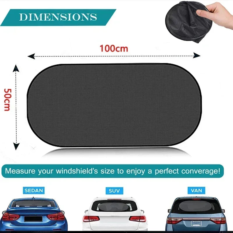 Car Sun Shade UV Protection Folding Auto Rear Window Sunshade 100x50cm Universal Mesh Back Window Visor with Suction Cups Oasis Select