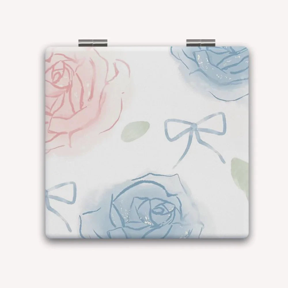 Portable Folding Double-Sided Mini Makeup Mirror | PU Round